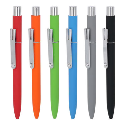 Buy Soft Rubber Colorful Aluminum Business Ballpoint Pen Retractable Ball Pen With Customized Logo online manufacture