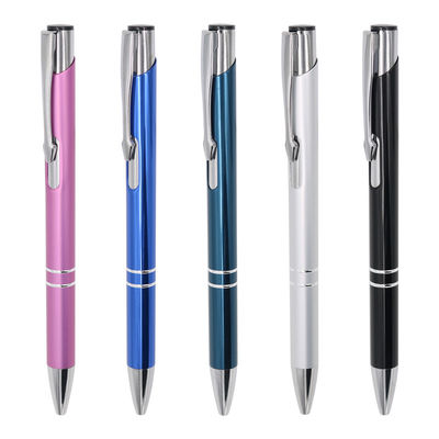 Portable Smooth Writing Ball Pen 1.0mm Strong Metal Clip Ball Pen Customized Logo