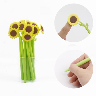 Good price Cute Cartoon Sunflower Silicone Neutral Pen Student Stationery Swing Gift Pen online