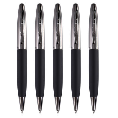 Twist Type Business Metal Ball Point Pen 1.0mm Textured Grey Pen Barrel Signature Pen