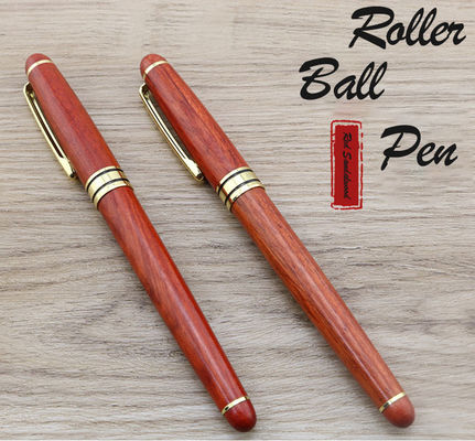 Good price Red Sandalwood Luxury Roller Ball Pen 0.5mm Business Roller Pen With Gold Accessories online