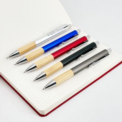 Good price Eco-Friendly Bamboo Grip Ballpoint Pen Press Metal Ball Pen For Writing Exams online