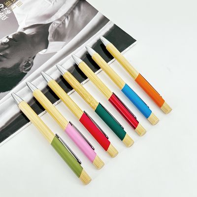 Good price Environmental Multi Color Press Type Bamboo Ball Pen Printing Logo Click Ballpoint Pen online