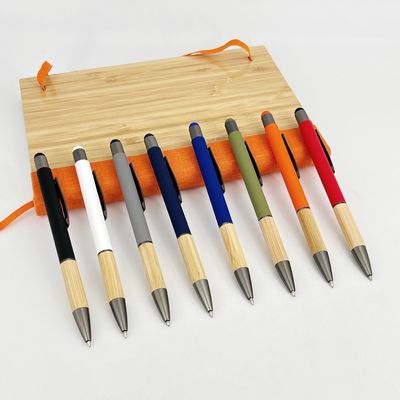 Good price Creative Bamboo Grip School Plastic Ballpoint Pen Soft Rubber Touch Screen Top Ball Pen online