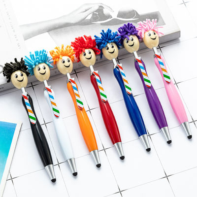 Good price Cute Cartoon Plastic Ball Pen Doll Head Touchscreen Ballpoint Pens Kids Gift online