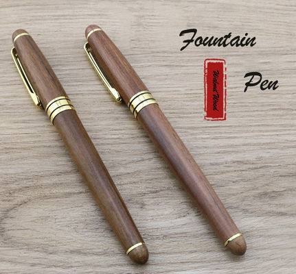 Good price Walnut Wood Fountain Writing Pen Retro Style Brass Clip For Business Office online