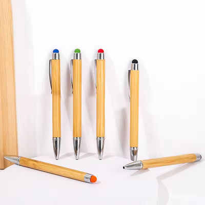 Good price 2 in 1 Colorful Bamboo Wood Ballpoint Pen Touch Screen Promotional Ball Pen online