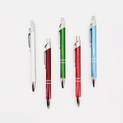 Good price School Stationery Colorful Press Metal Ball Pen 1.0mm Silver Clip Portable Pen Print Logo online