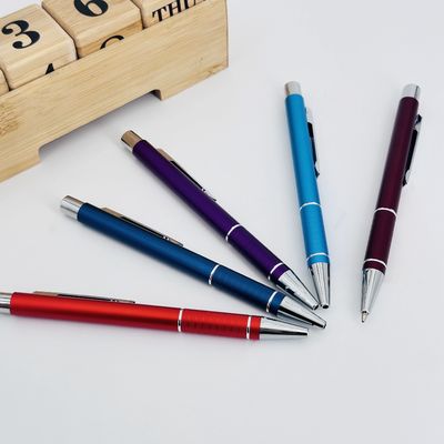 Aluminum Barrel Press Metal Ball Pen 1.0mm Matt Aluminum Ballpoint Pen Non-slip Grip