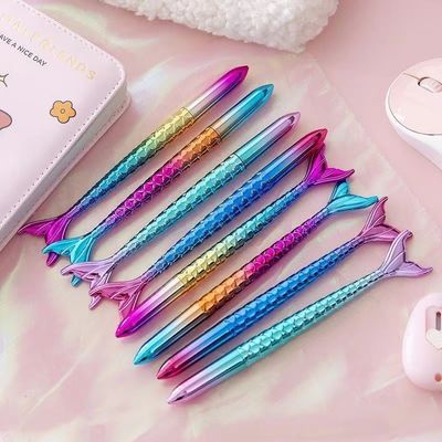 Good price Colorful Gradient Mermaid Neutral Pen 0.5mm UV Electroplated Girl's Heart Gel Pen online