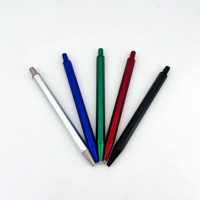 Classic Design Retractable Ball Pen Hexagonal Barrel Aluminum Press Ballpoint Pen